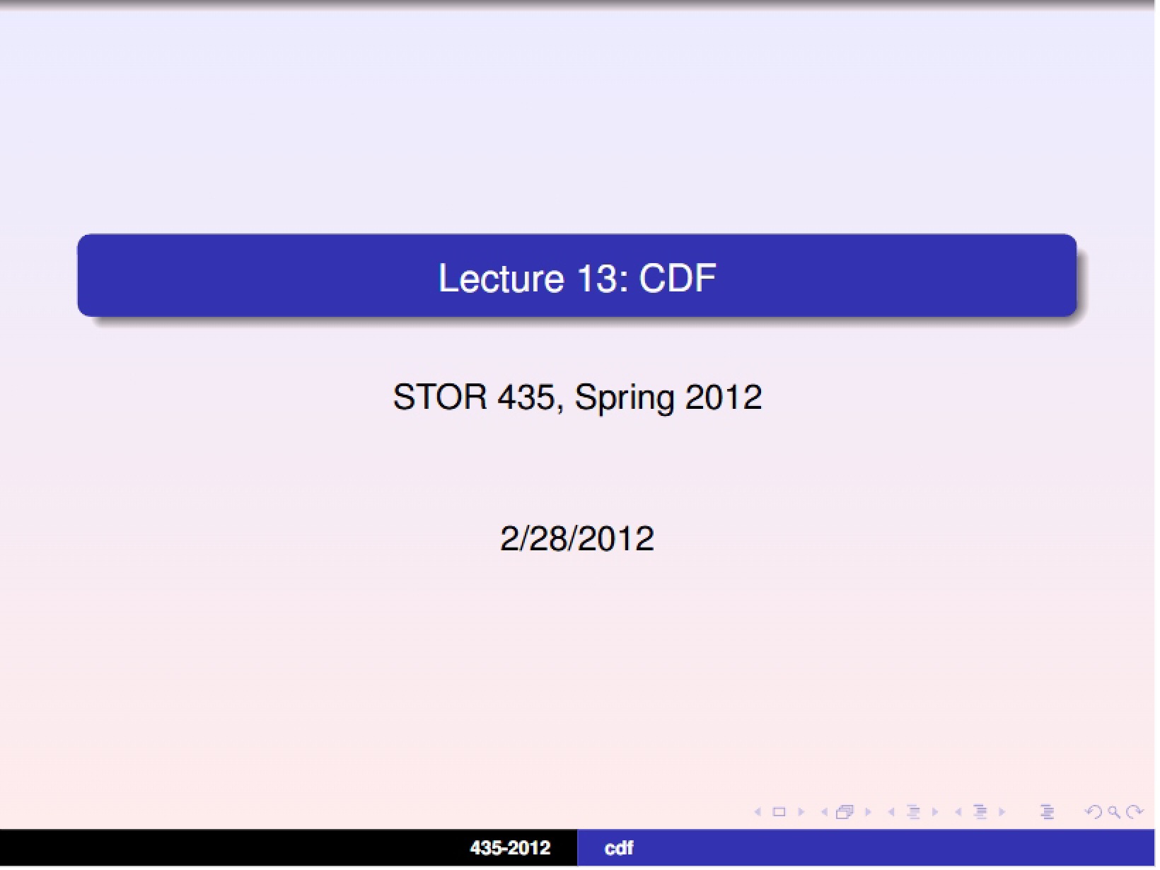 Lecture 13 Cumulative Distribution Function (CDF)