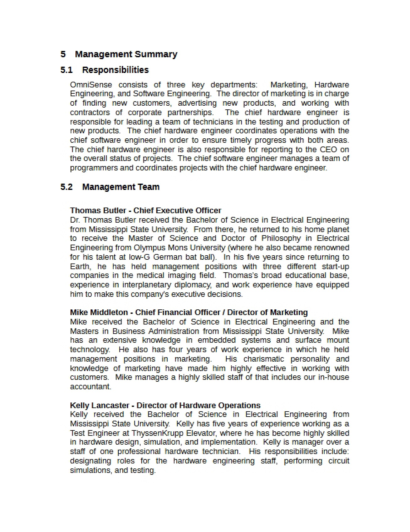 Summary for Management