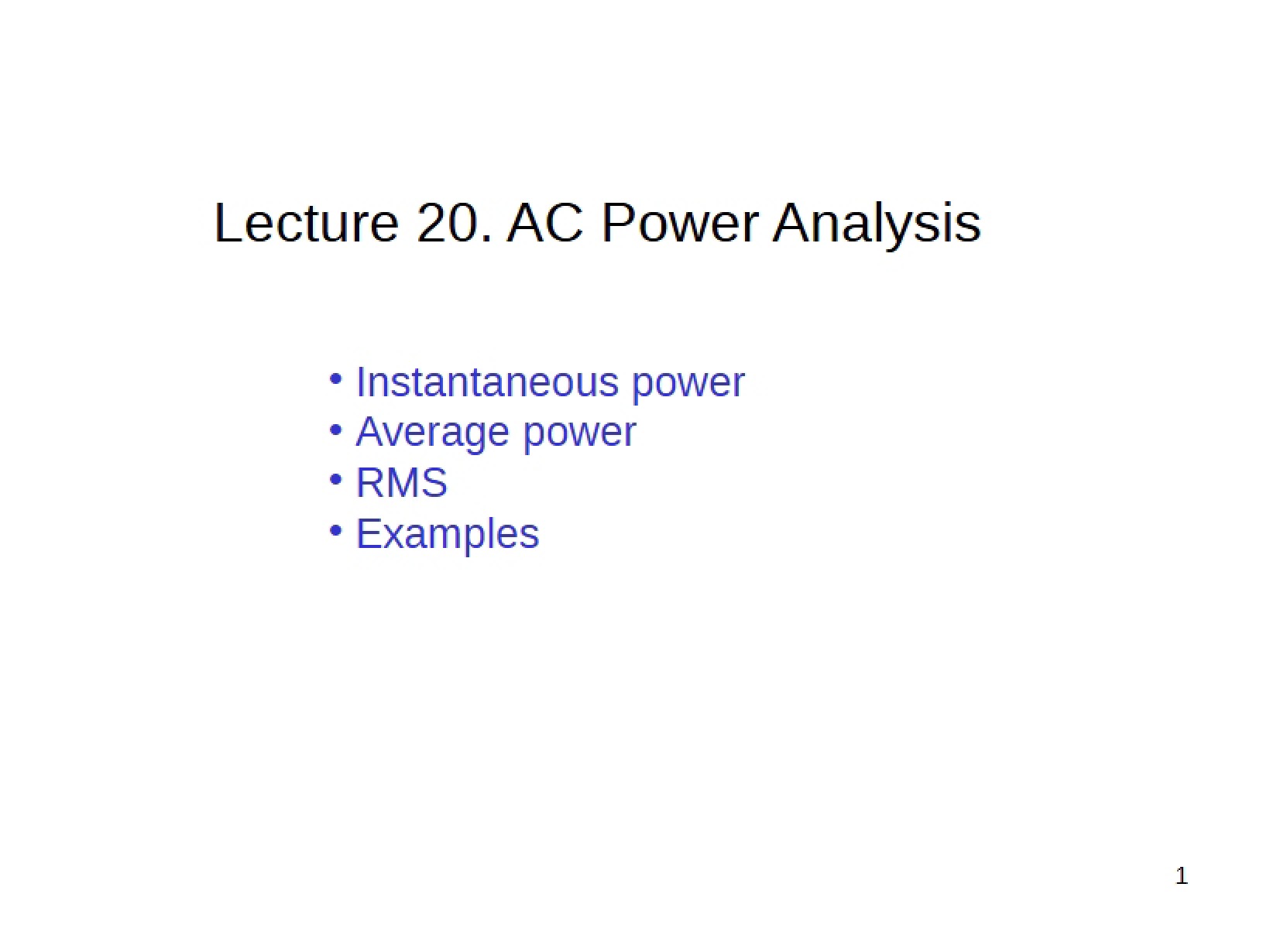 Analysis of AC Power