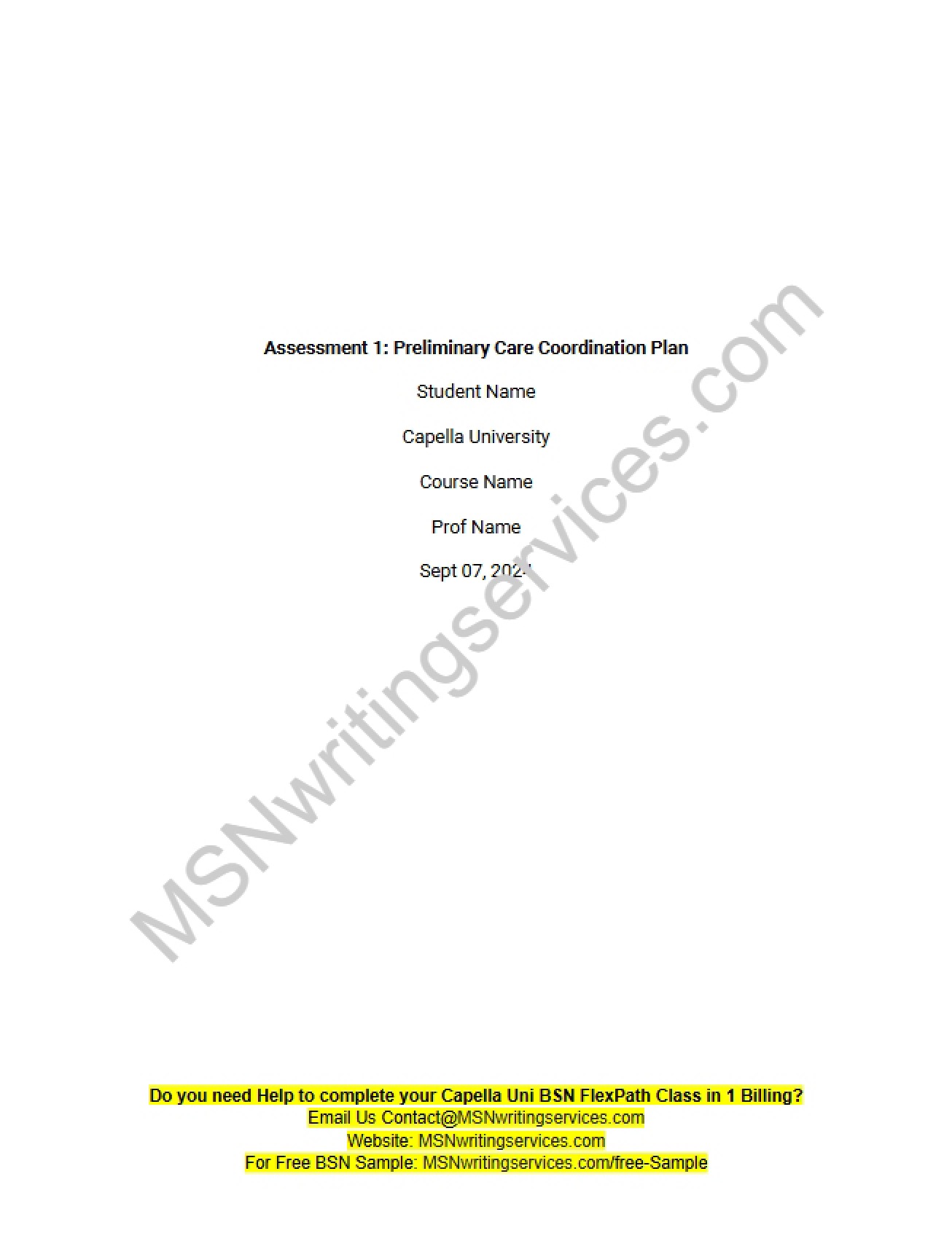 Care Coordination Preliminary Plan (Assessment 1) - nan