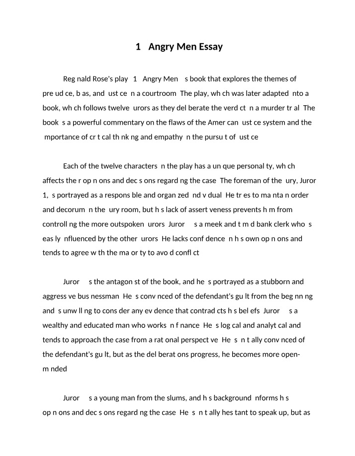Essay on 12 Angry Men