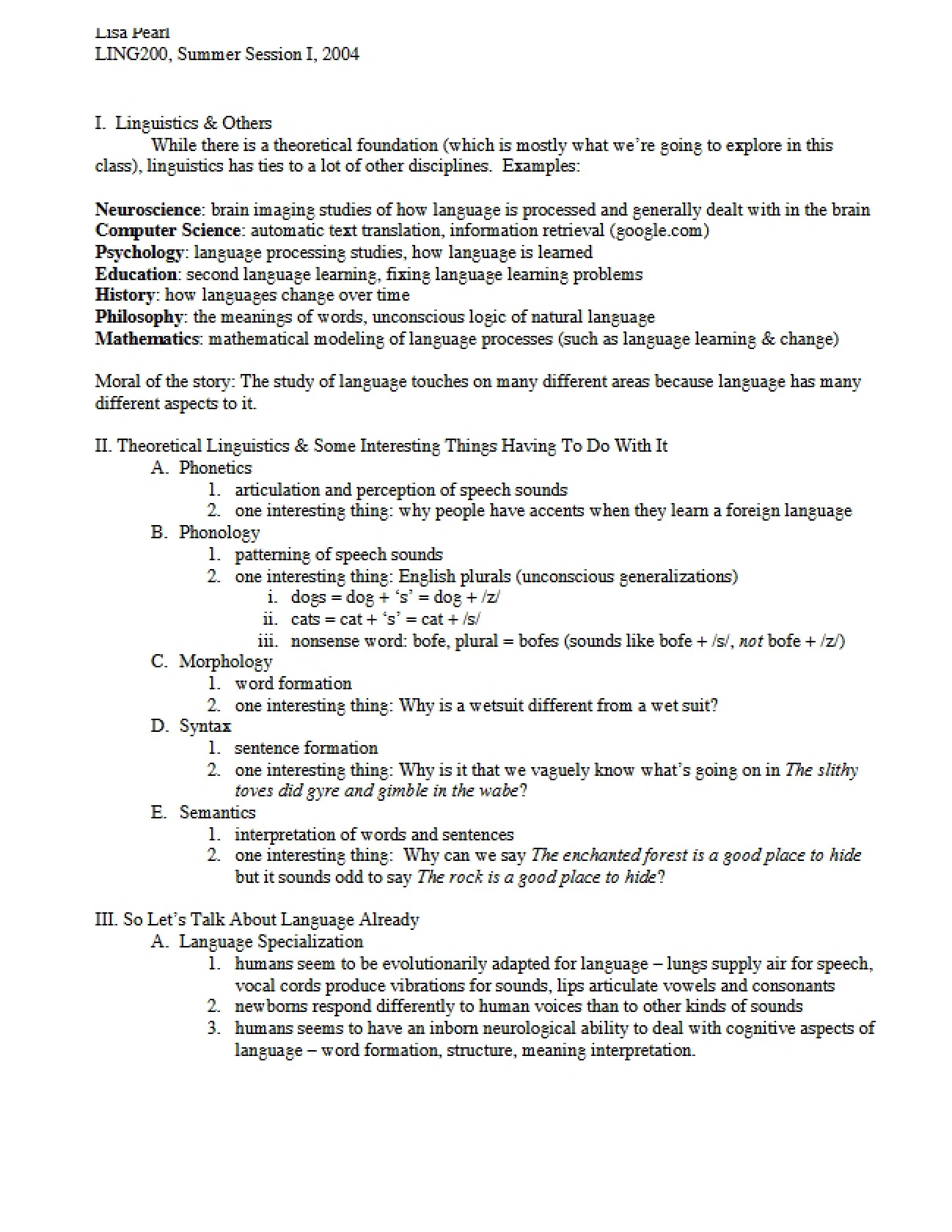 Others and Linguistics