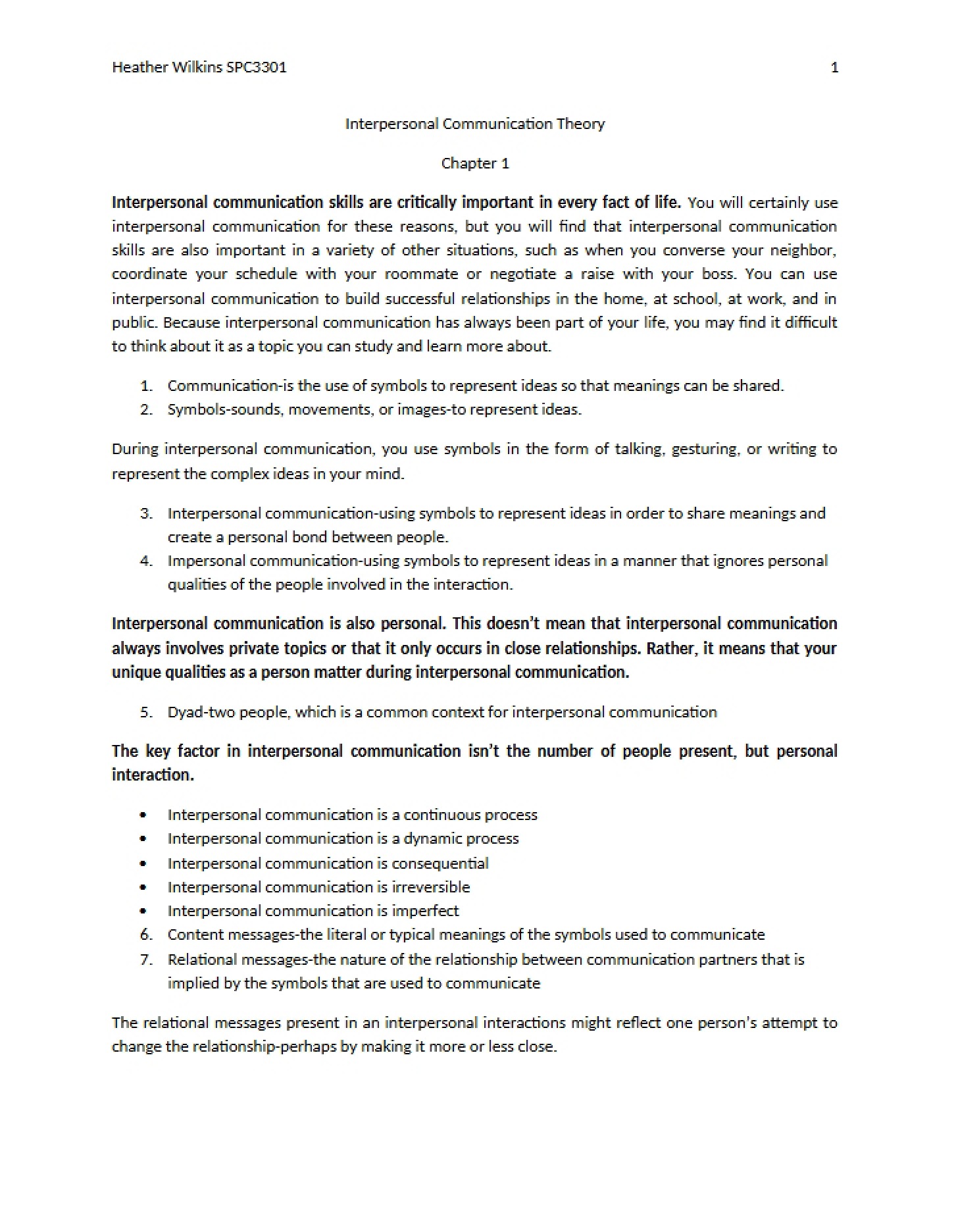 Theoretical Interpersonal Communication