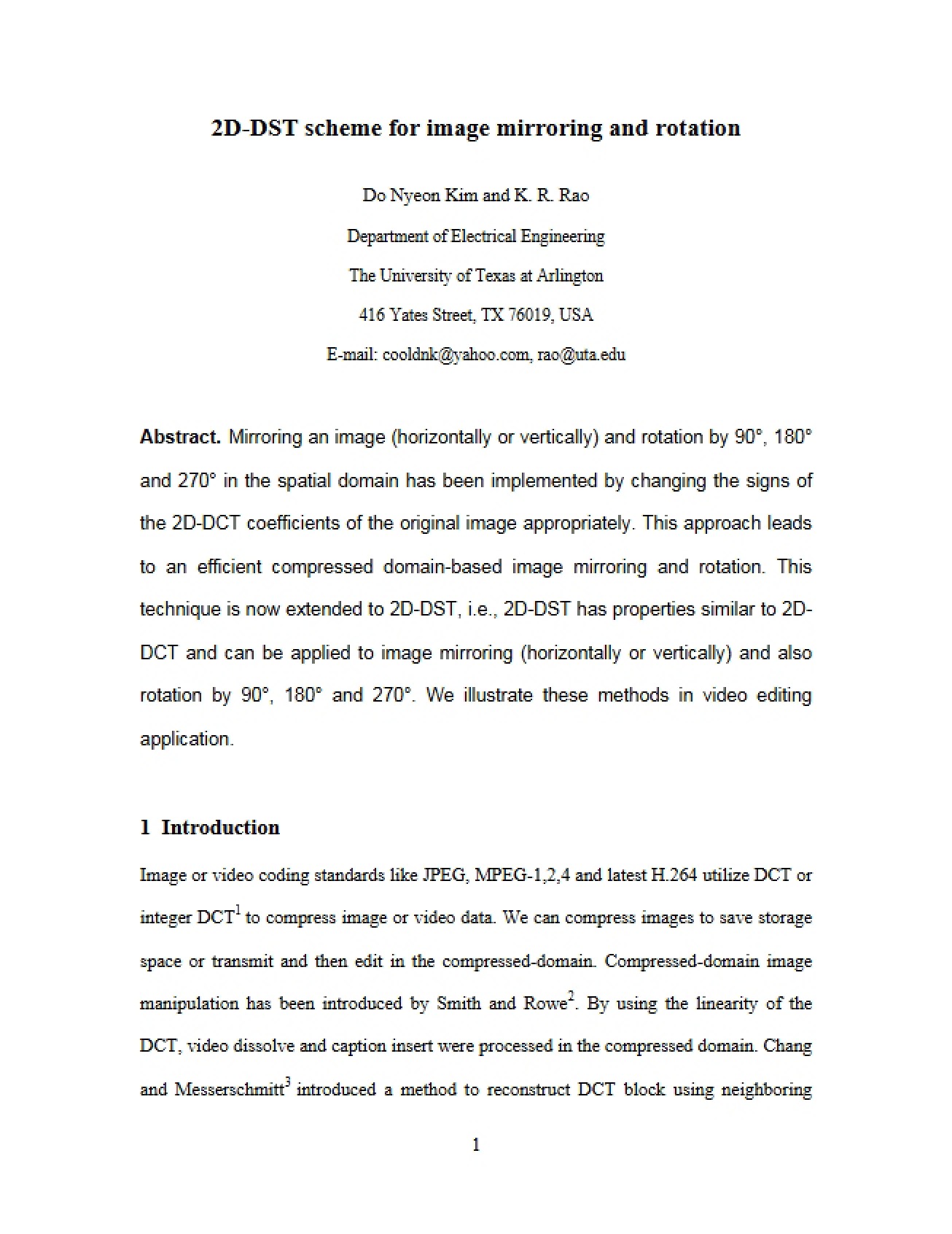 Image Rotation and Mirroring DST Scheme