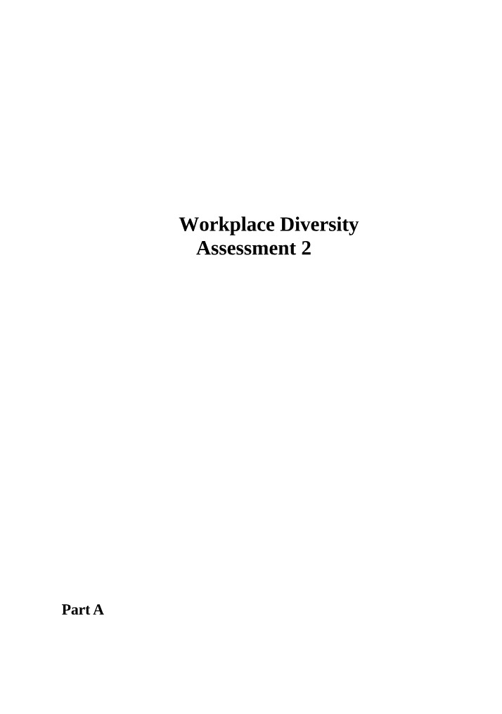 Workplace Diversity Assessment 2 Submission
