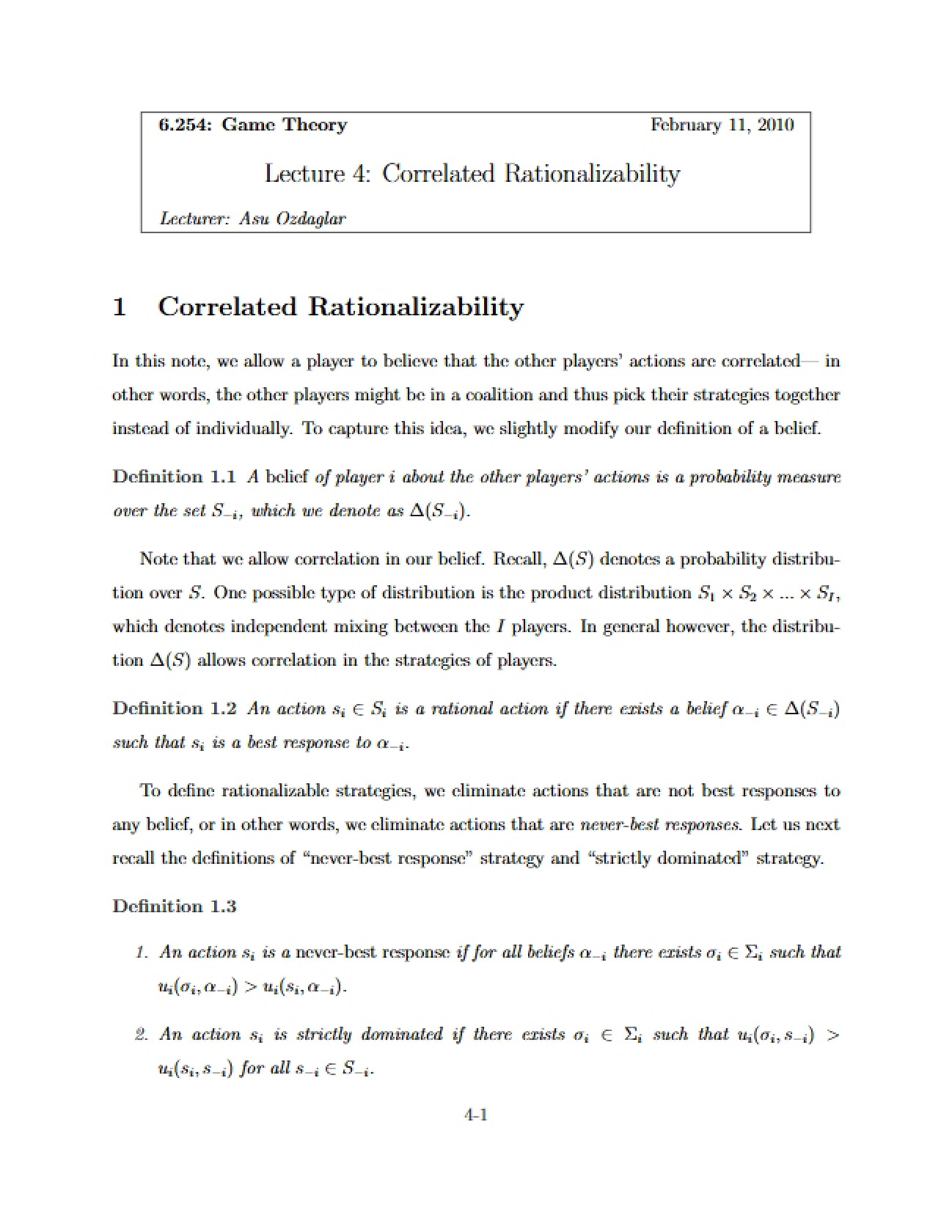 Rationalizability: Correlated