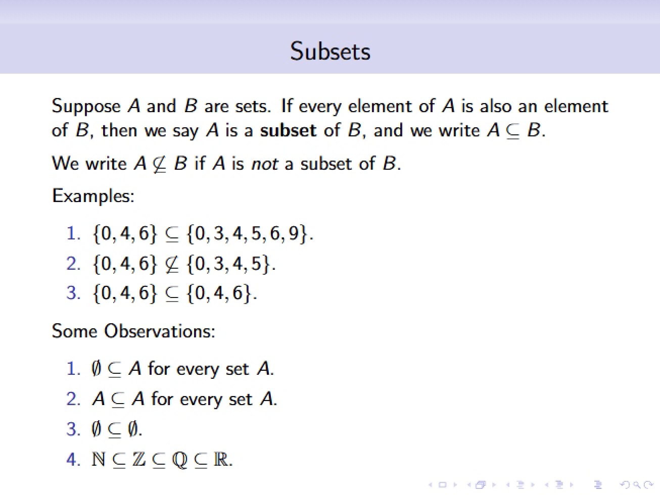 Subsets in Imperative Computation