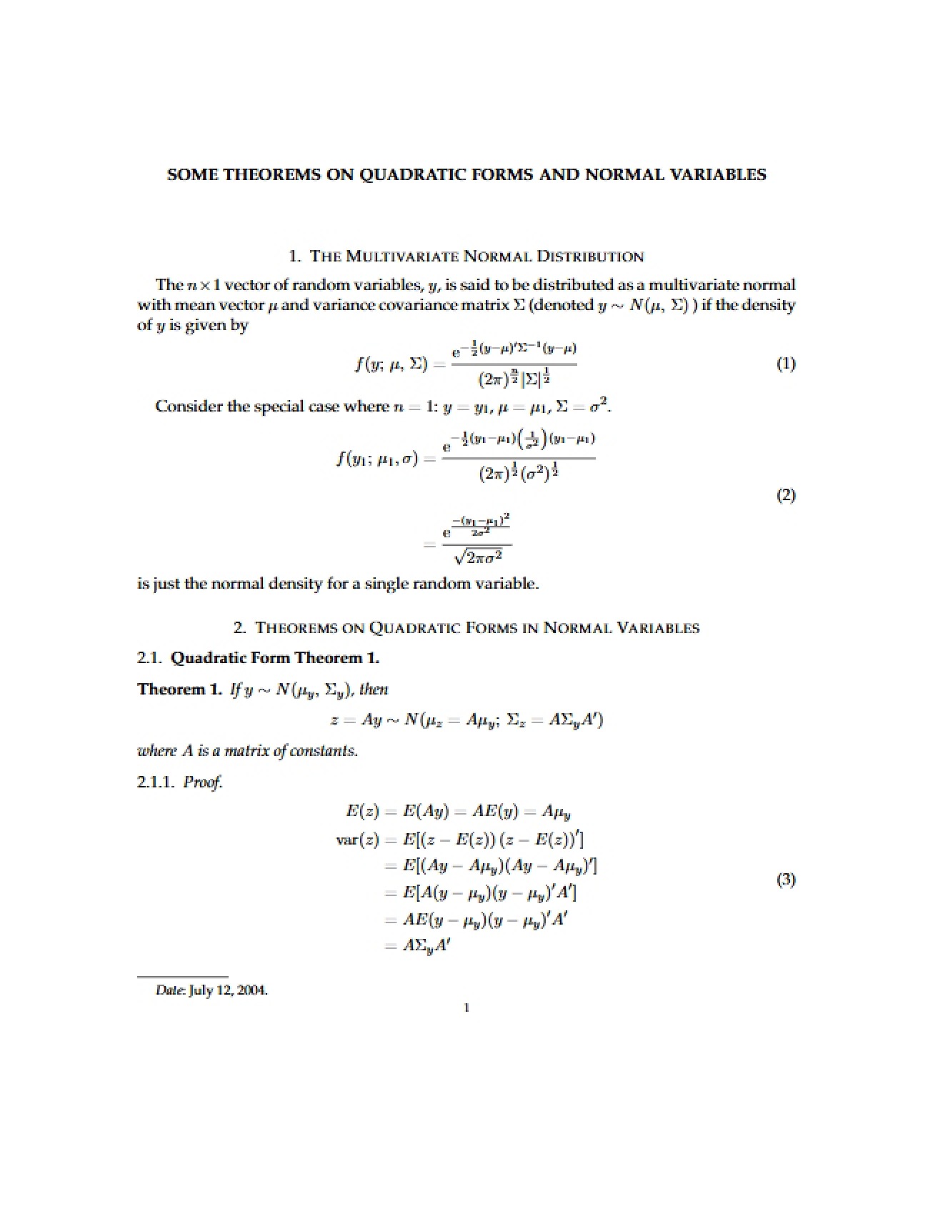 Explanation of Quadratic Normal Forms