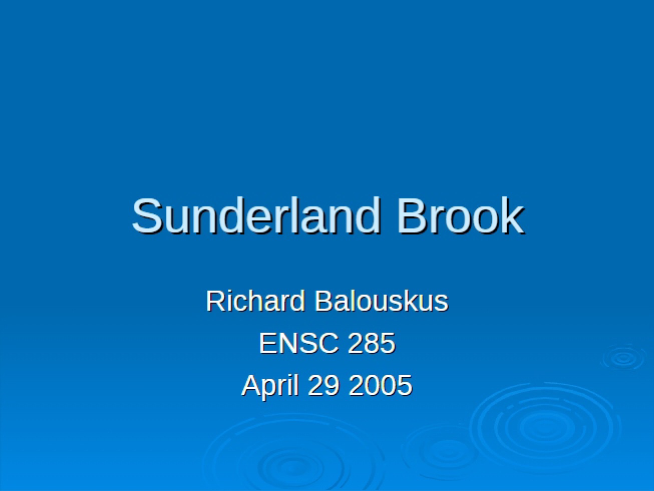 Sunderland Brook Study