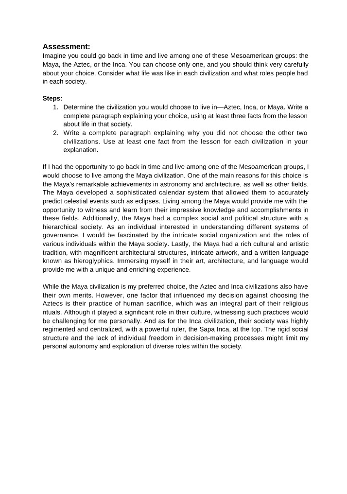 Essay on Maya, Aztec, and Inca Civilizations