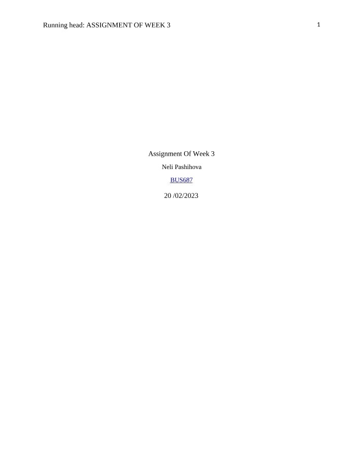 Week 3 Assignment