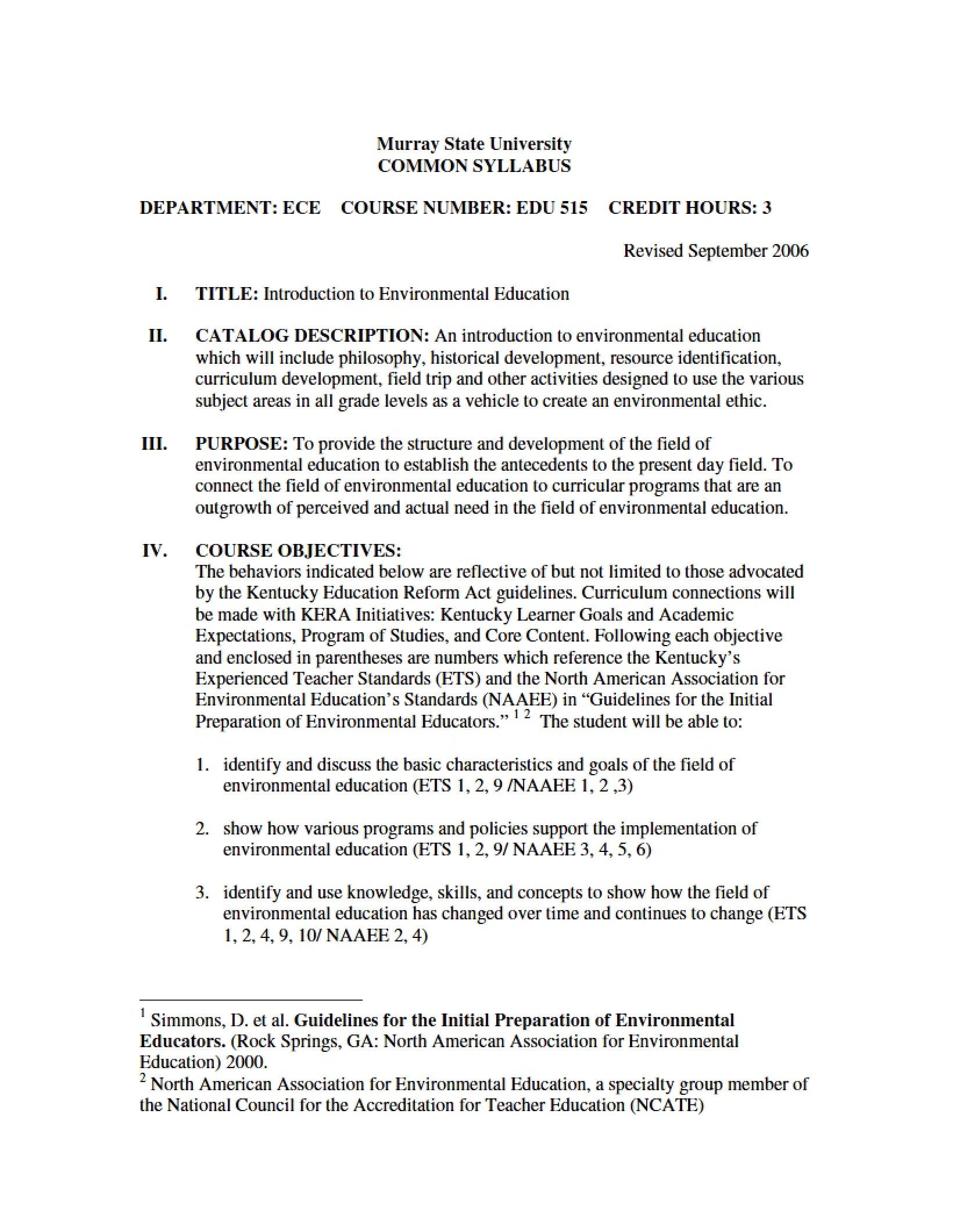 Syllabus - 4 Pages