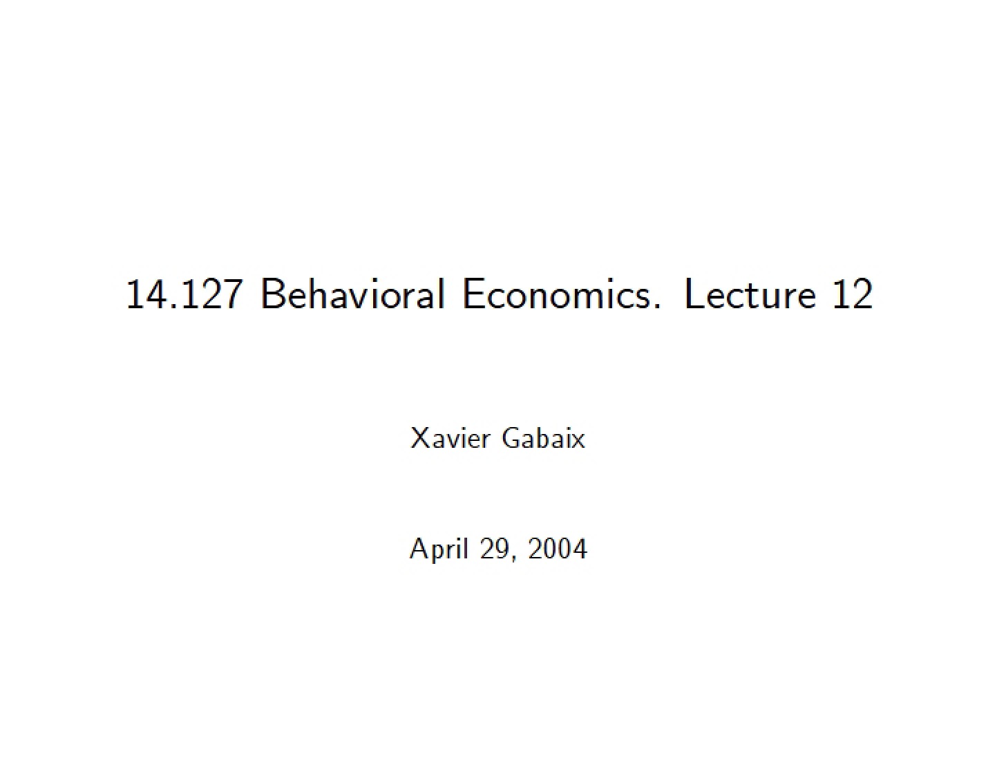 Economics of Behavior