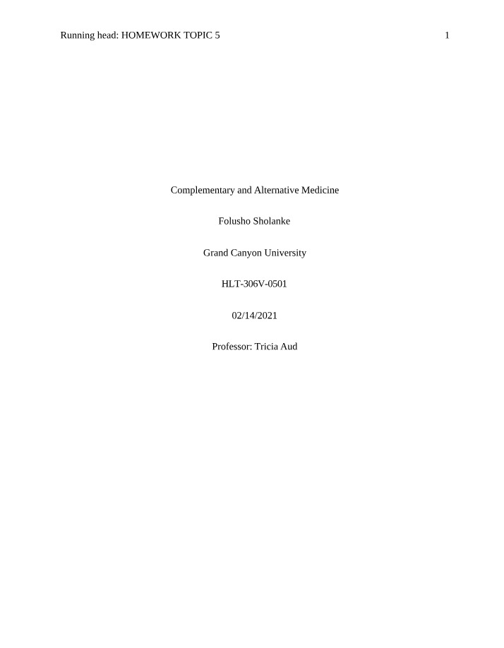 Complementary and Alternative Medicine Concepts