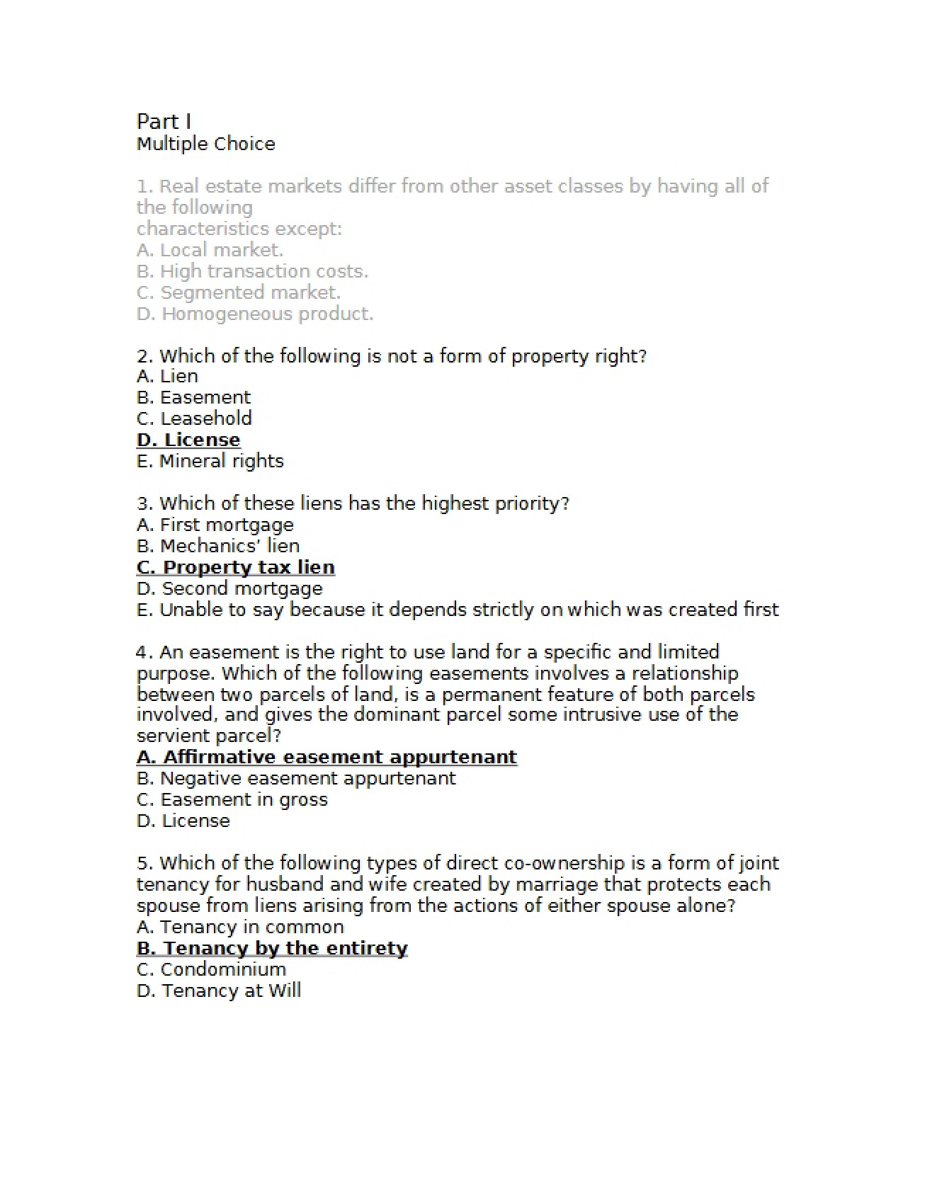 Questions Multiple Choice