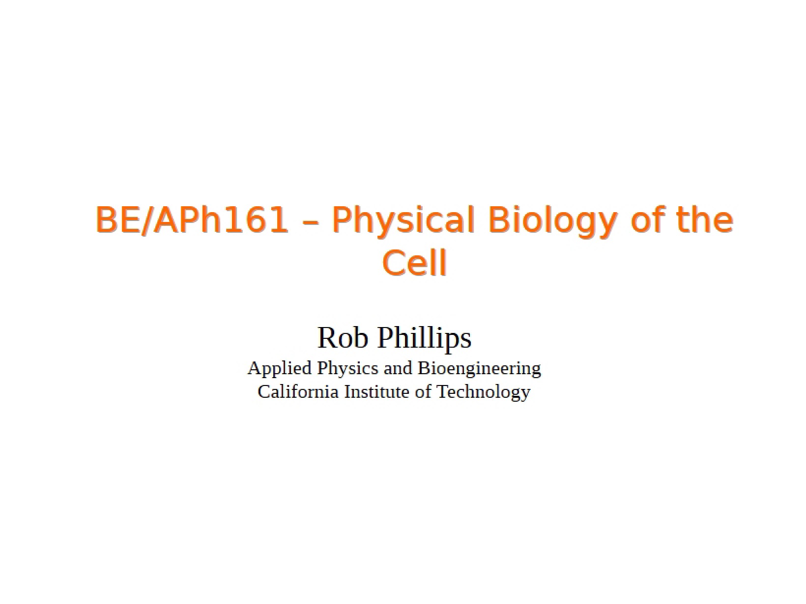Cell Biology Physical Concepts