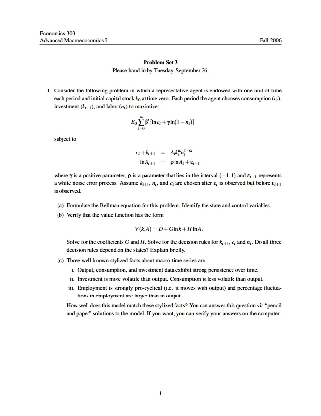 Advanced Macroeconomics I (Econ 303)
