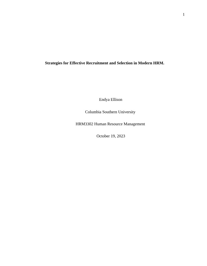 HRM3302 - Unit 3 Assignment