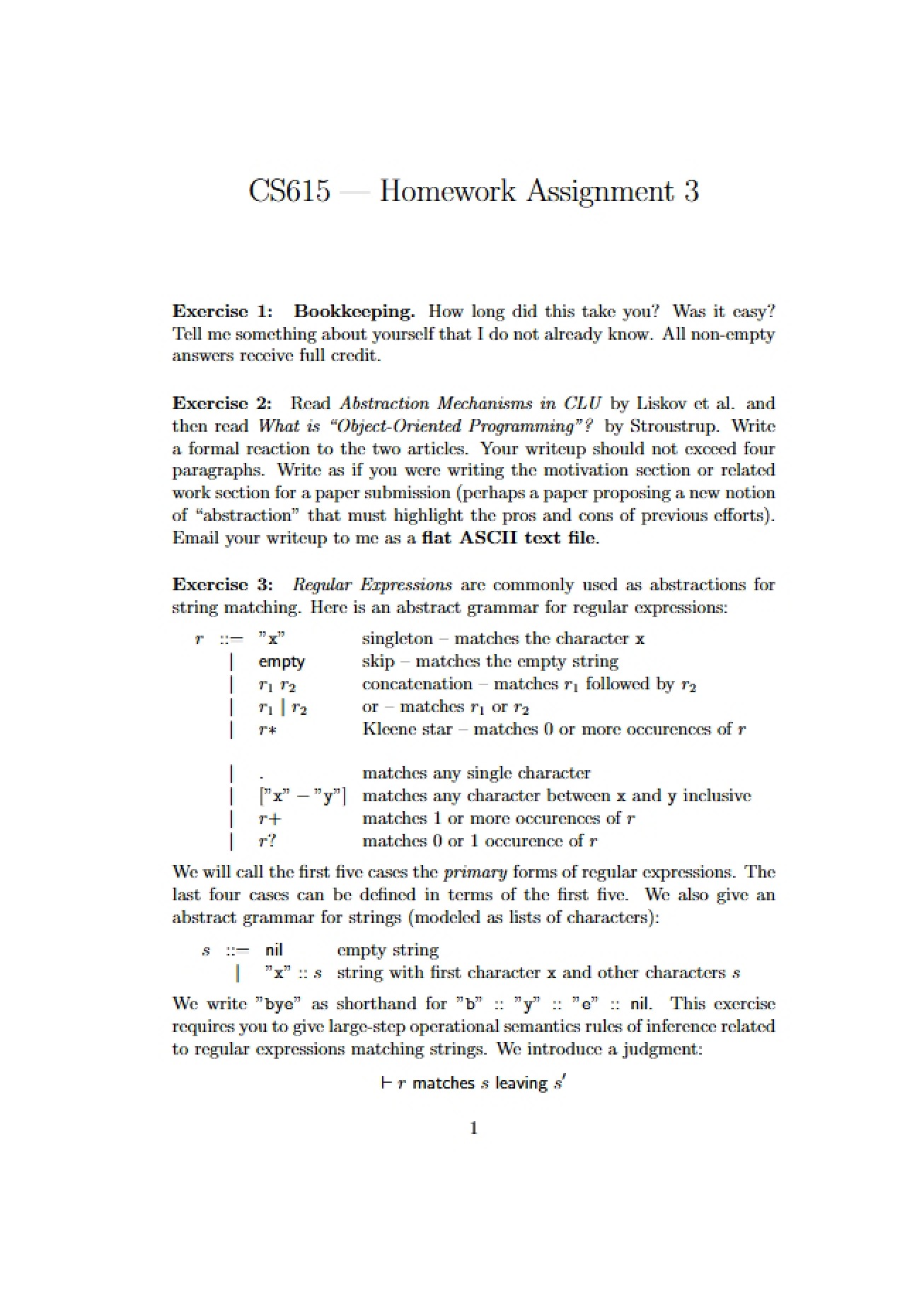 Assignment for Homework