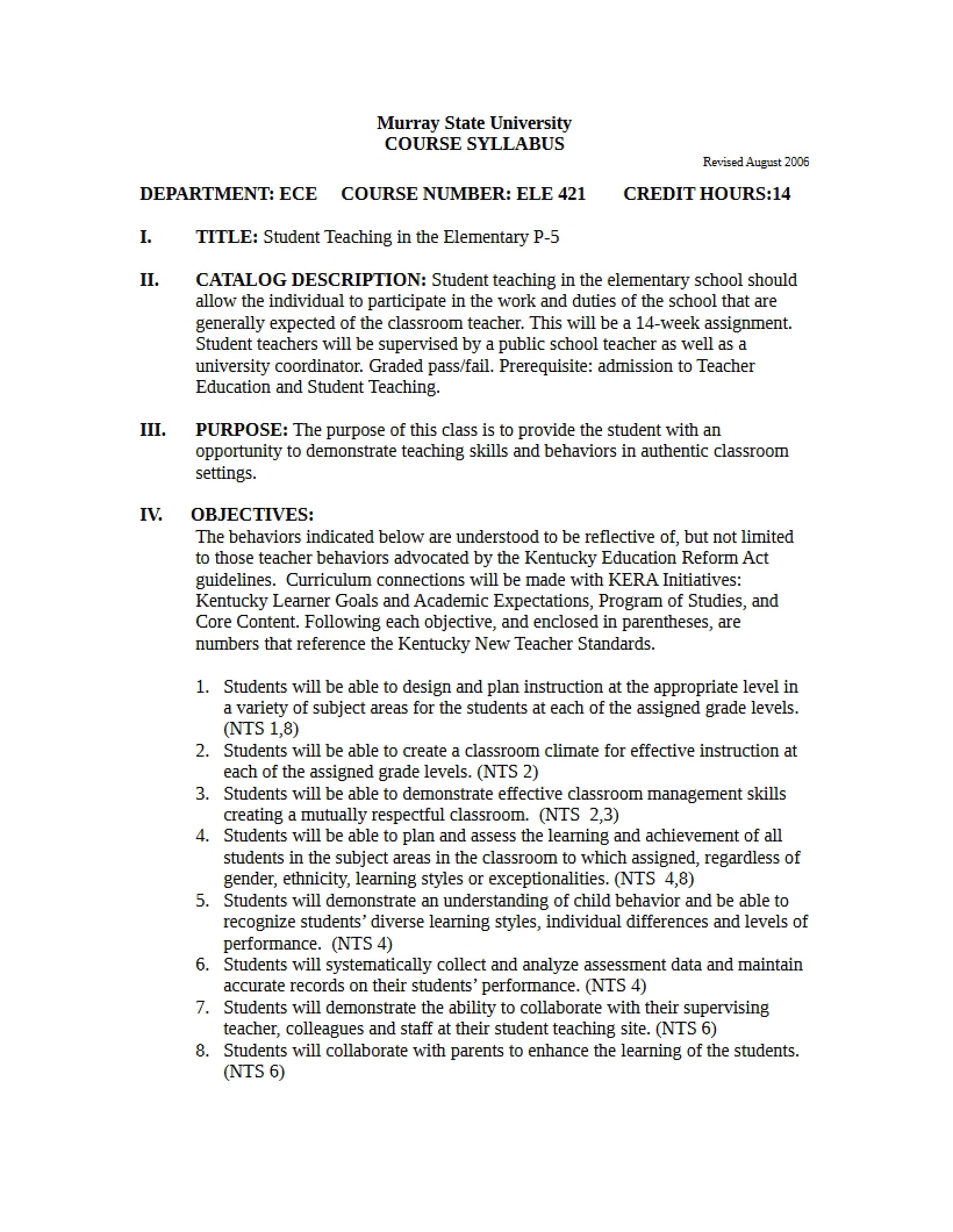 Syllabus - 3 Pages