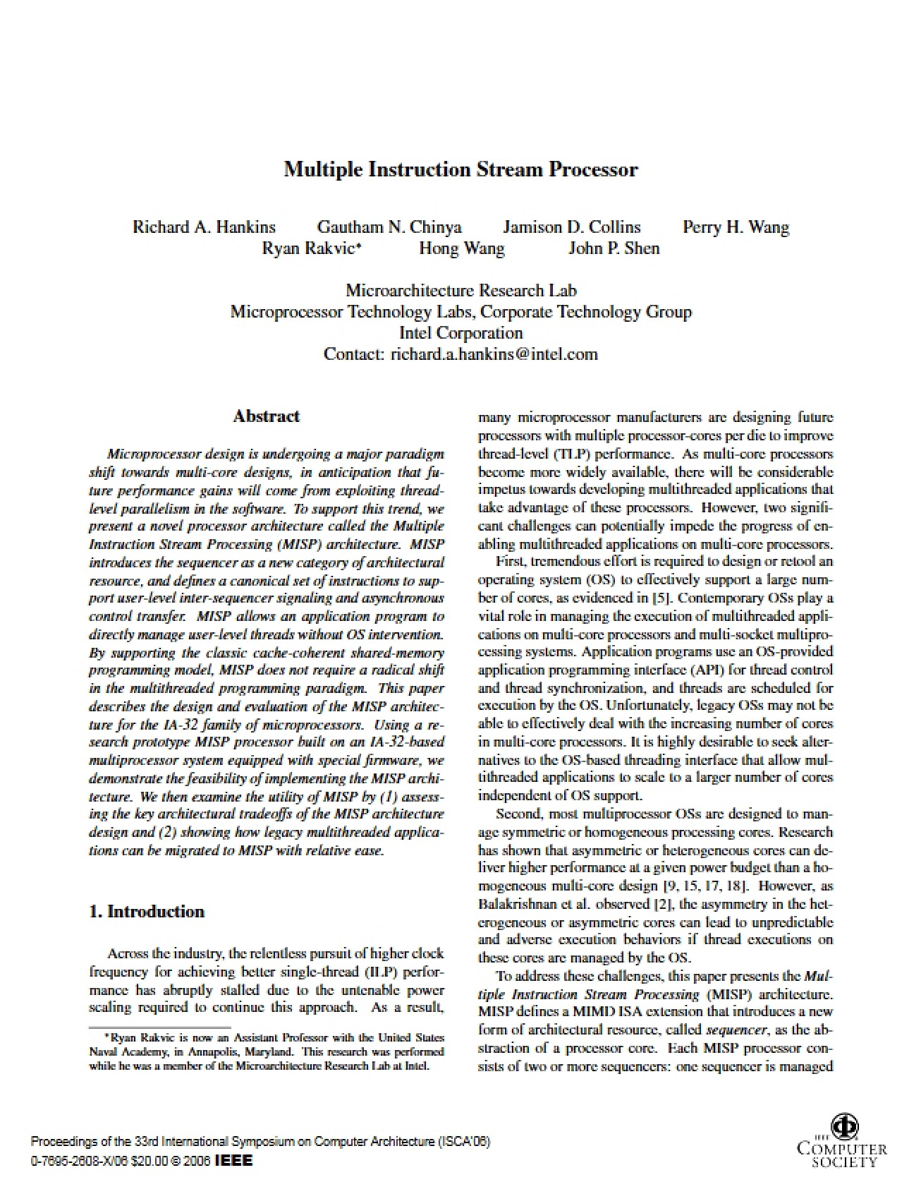Multiple Instruction Stream Processor