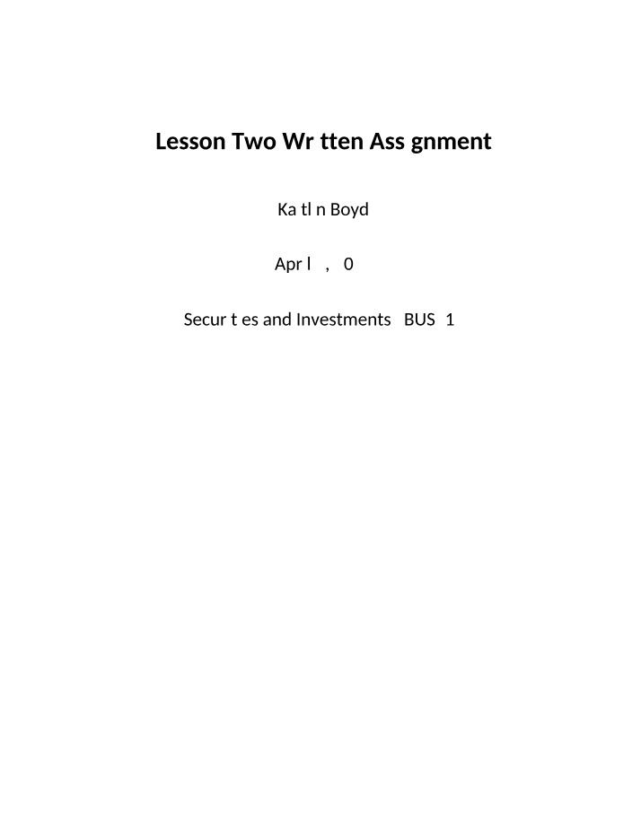 Written Assignment for Lesson Two