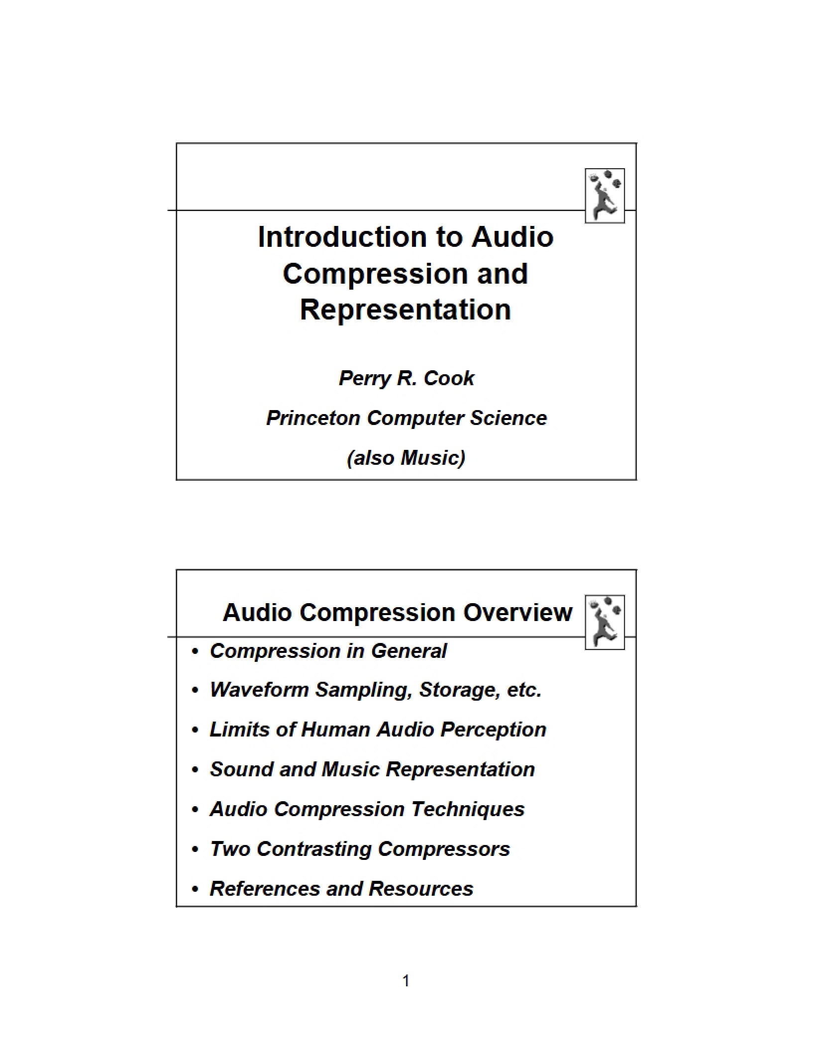 Audio Representation and Compression Intro