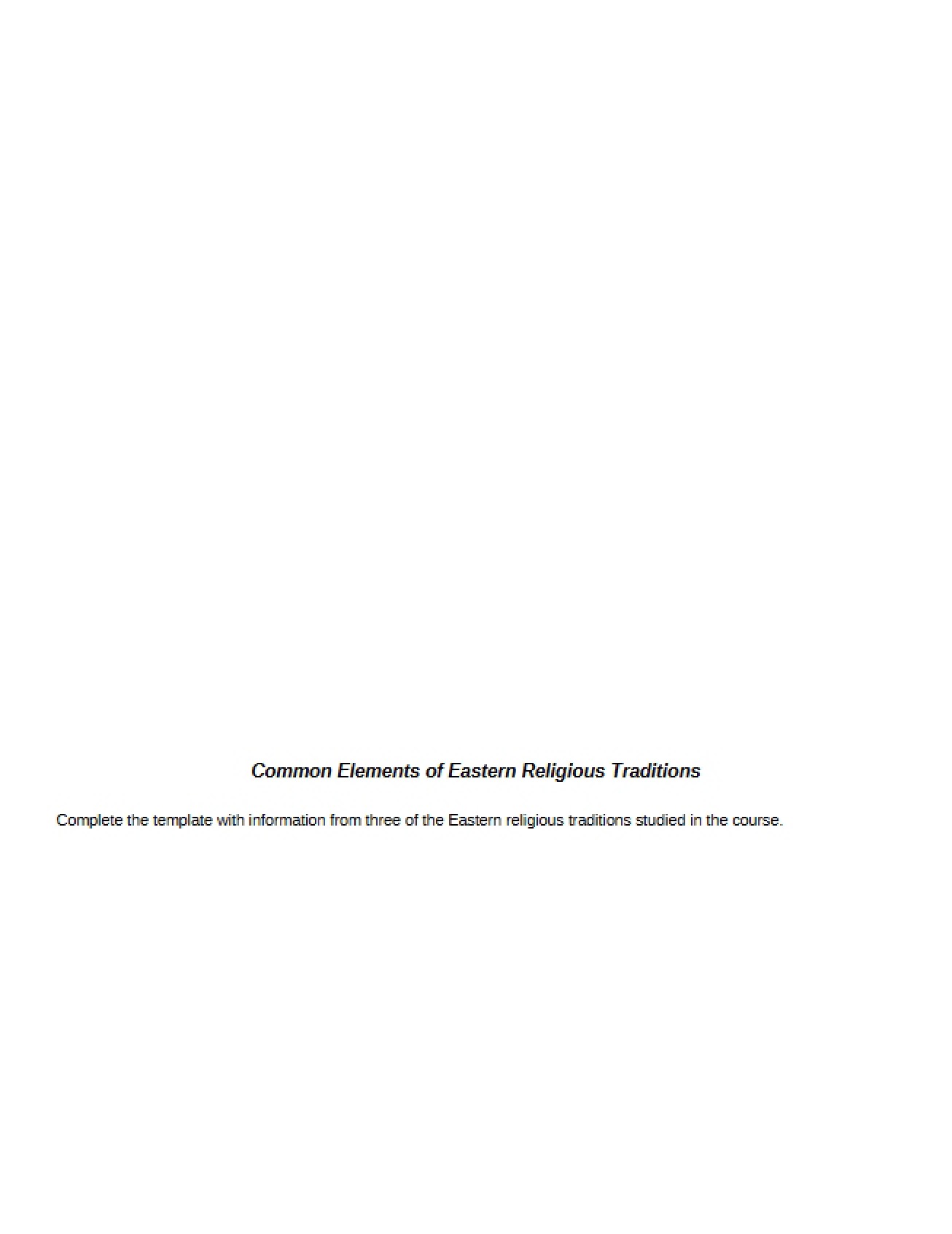Shared Elements in Eastern Religions