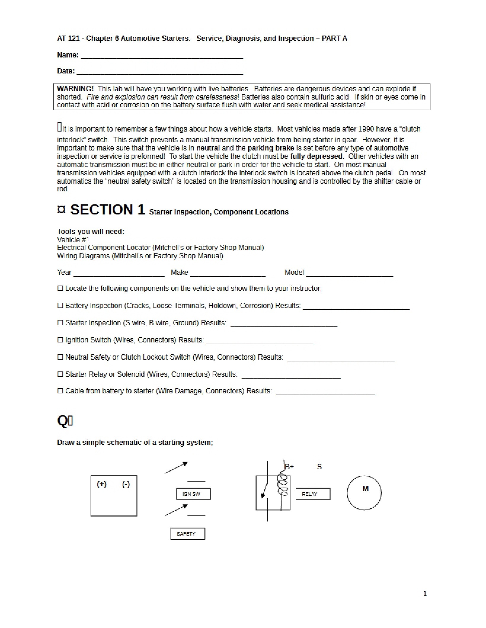 Automotive Batteries and Service (Chapter 17a)