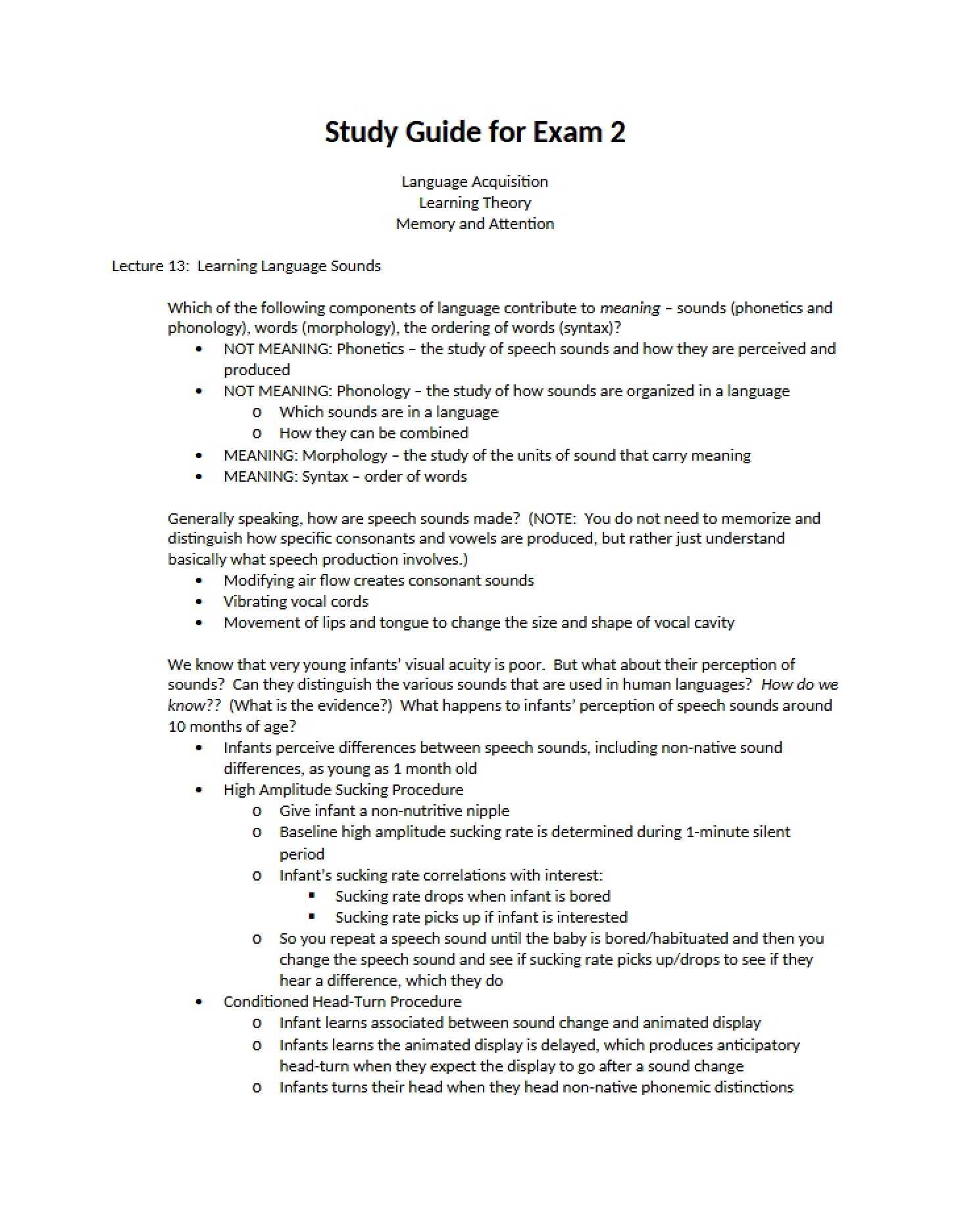 Second Exam Review Guide