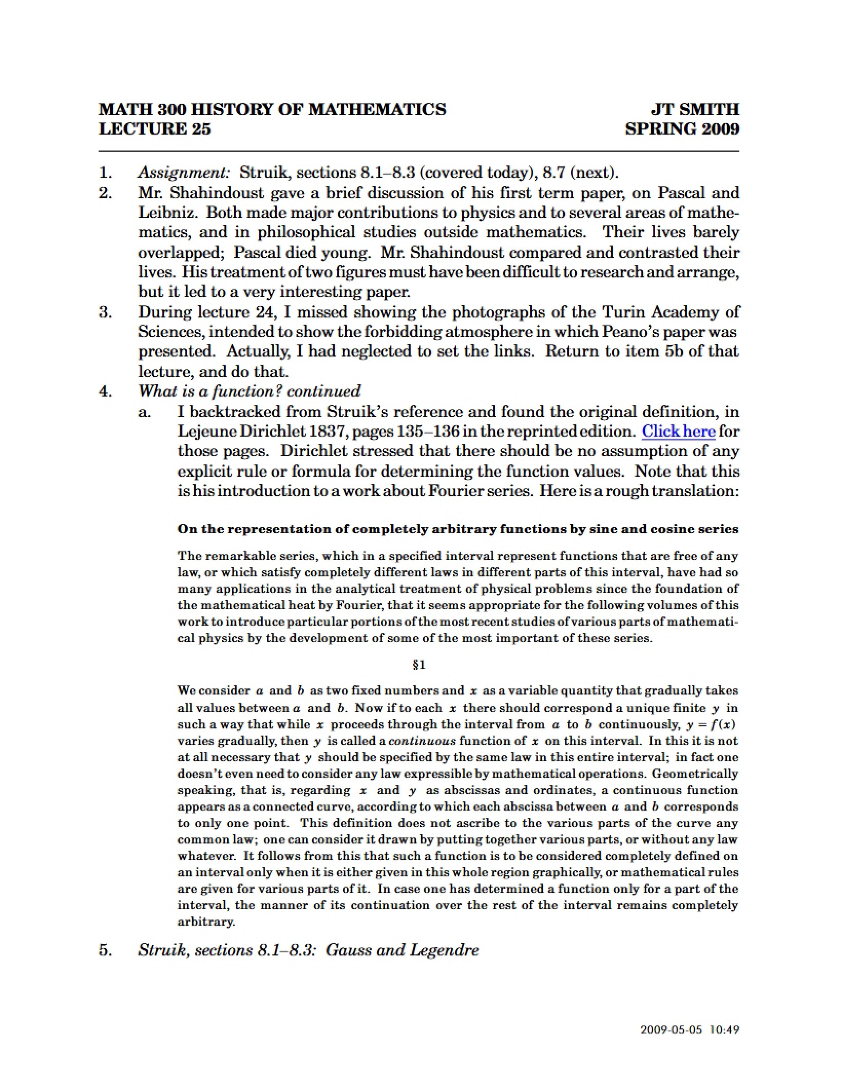 History of Mathematics Lecture 25