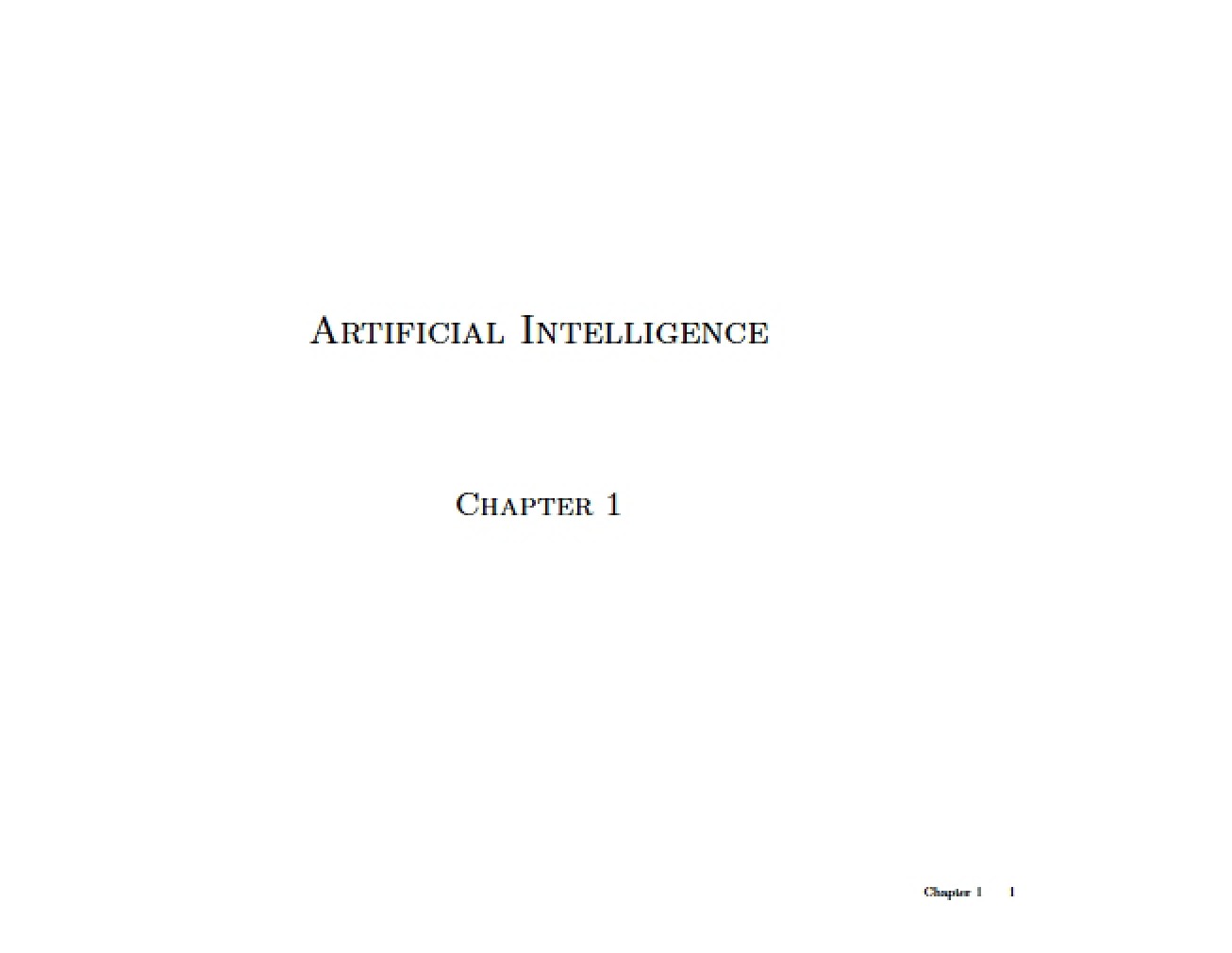 First Chapter of Artificial Intelligence