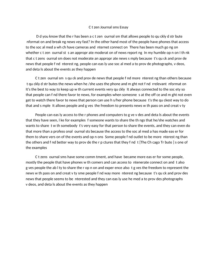 Citizen Journal Essay (BUS260)