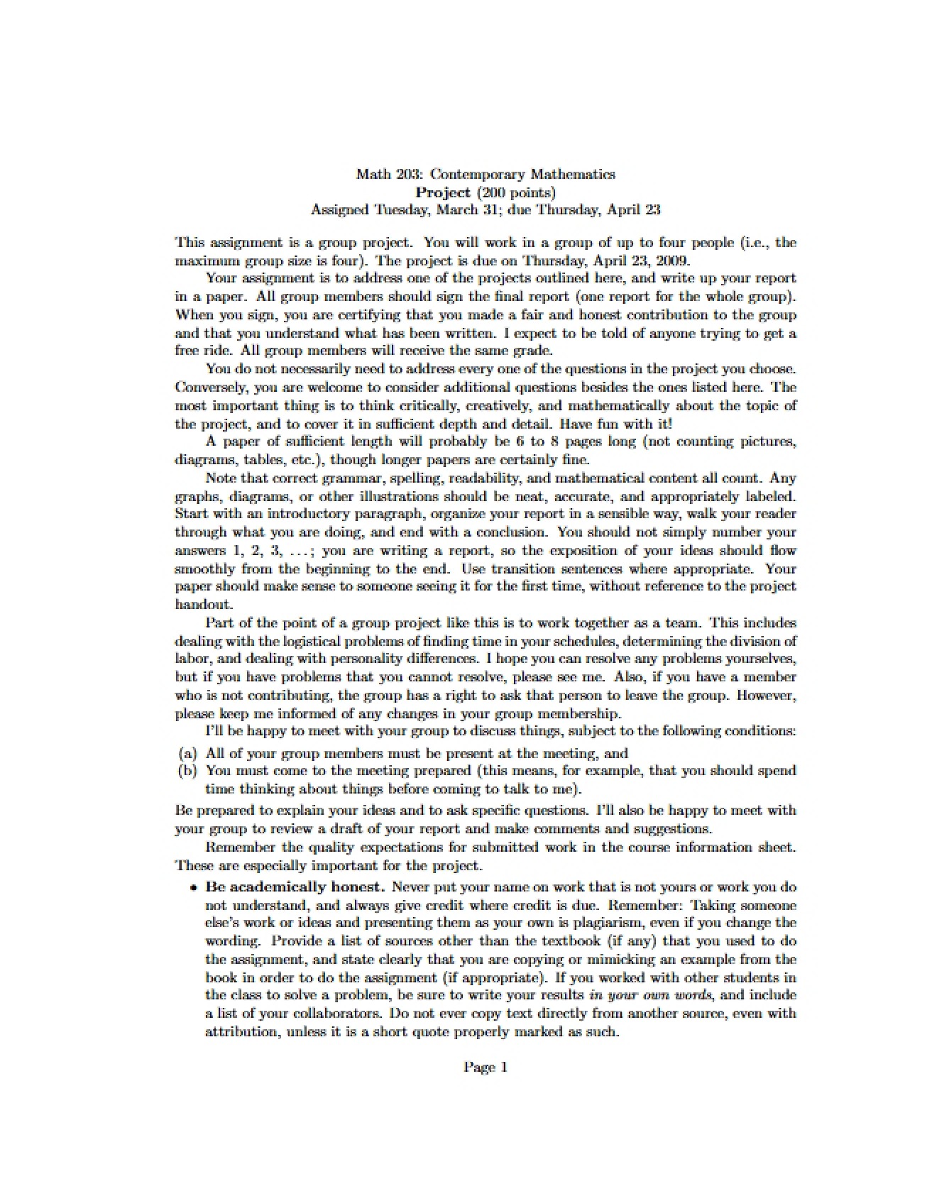 Contemporary Mathematics Course Project