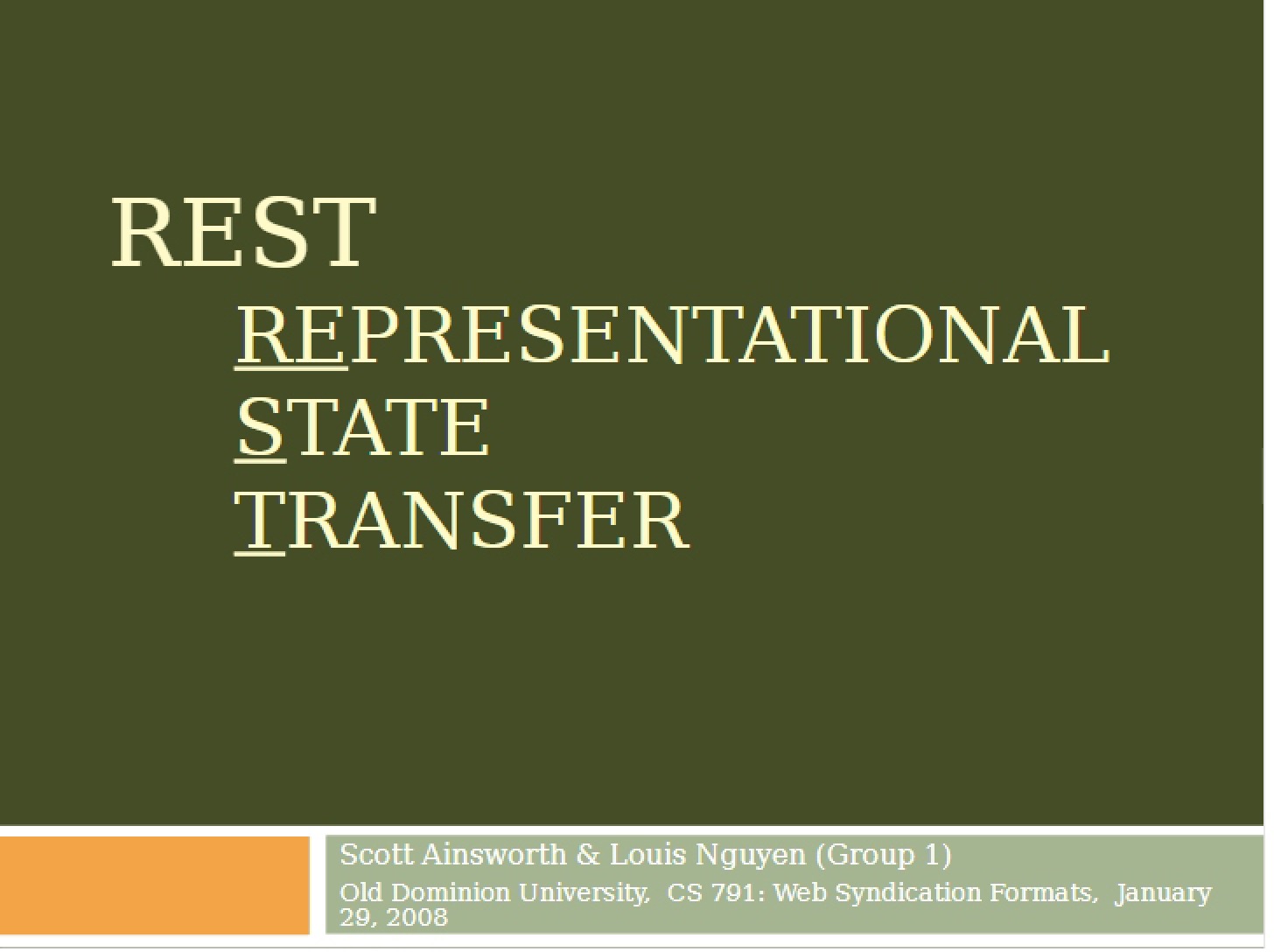 Representational State Transfer (REST)