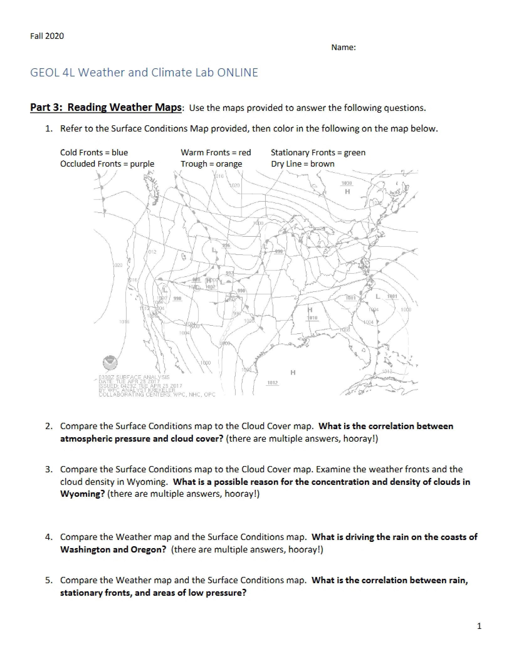 Weather Maps Climate and Weather (Fall 20)