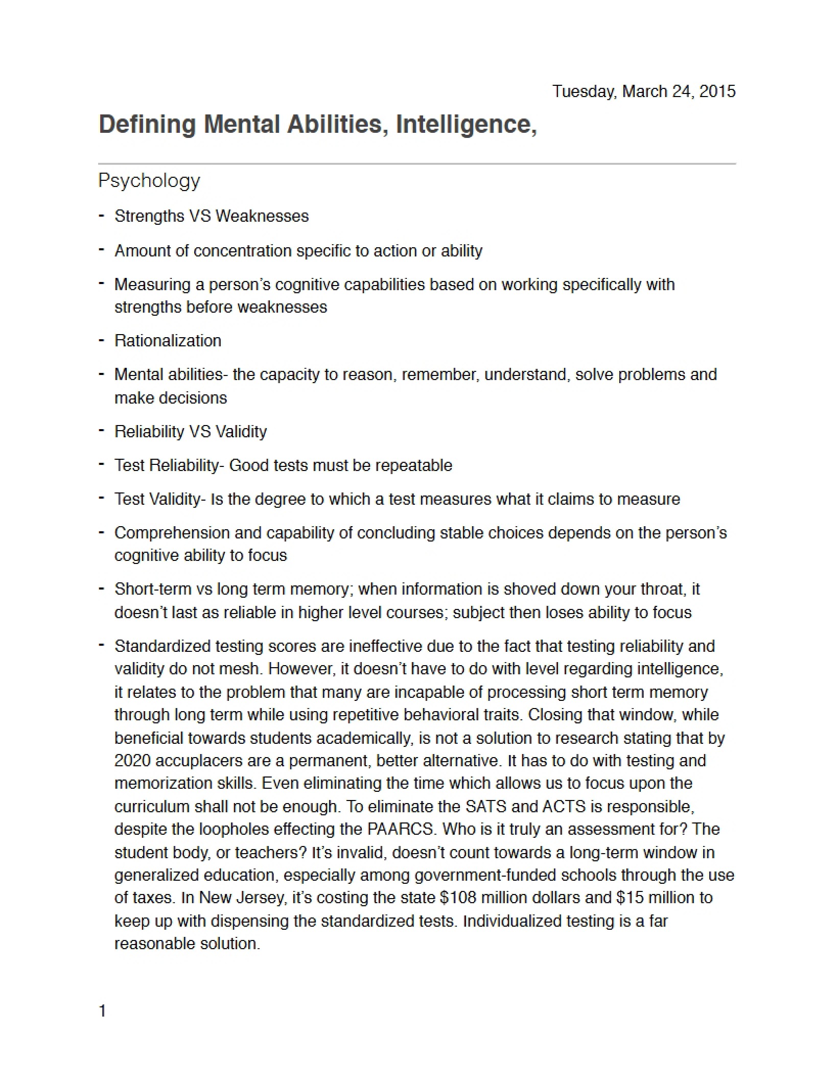 Intelligence and Mental Abilities Definition