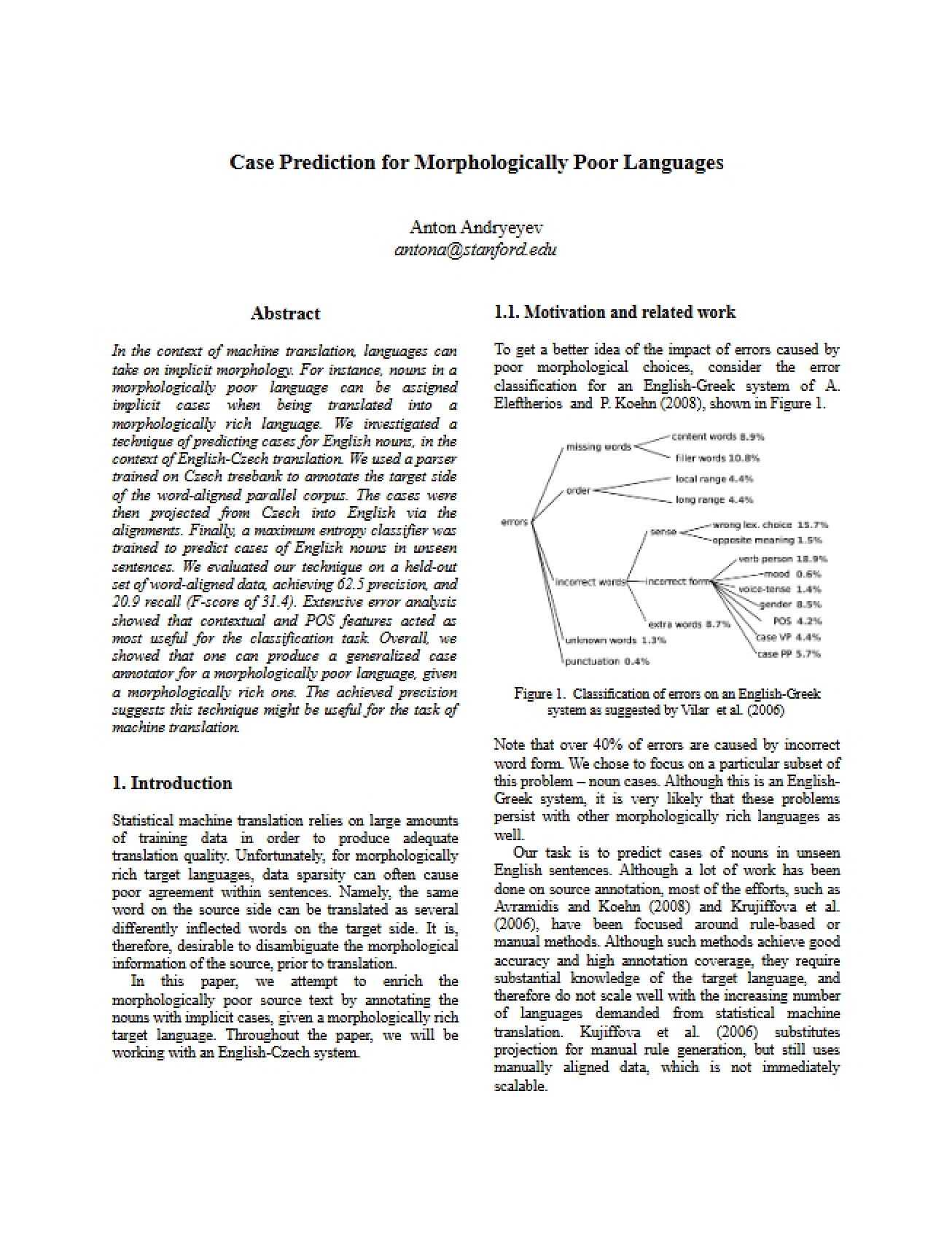 Case Prediction for Morphologically Poor Languages