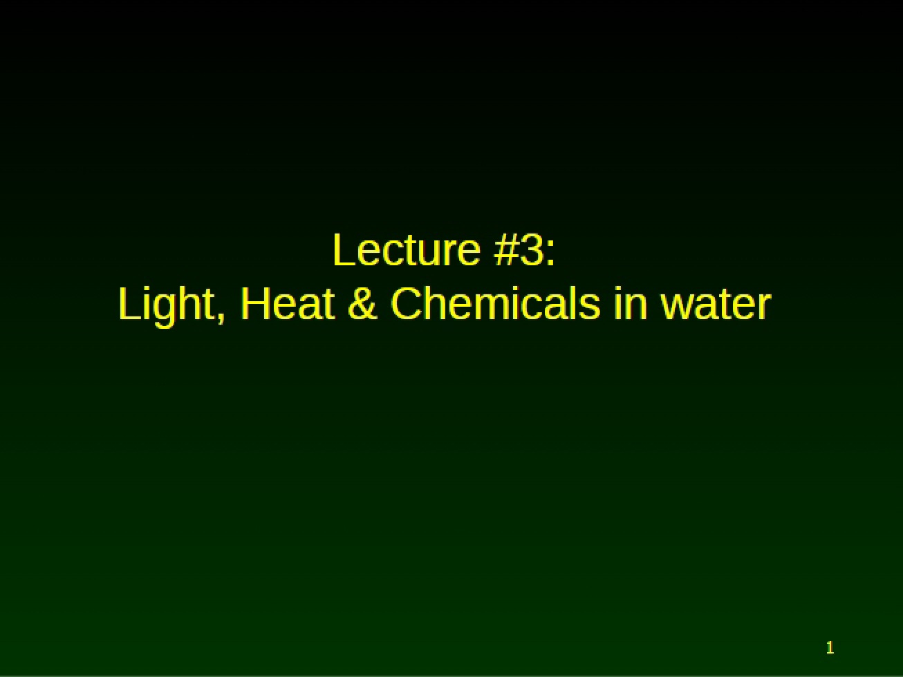 Limnology Chapter Three