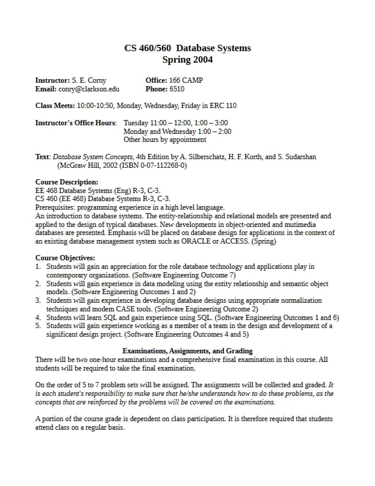 Database Systems Syllabus