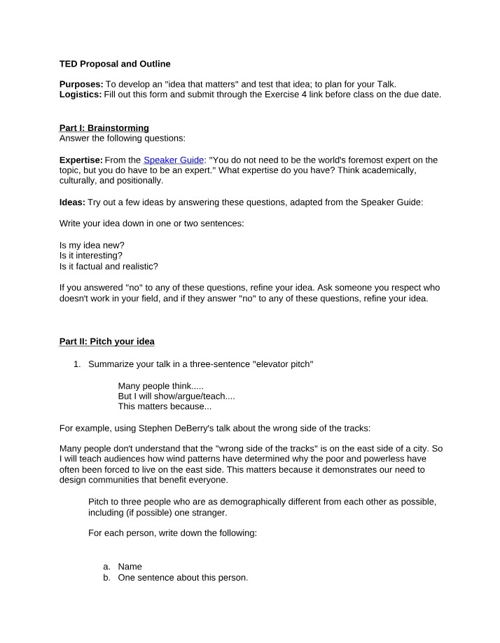 TED Talk Proposal and Outline