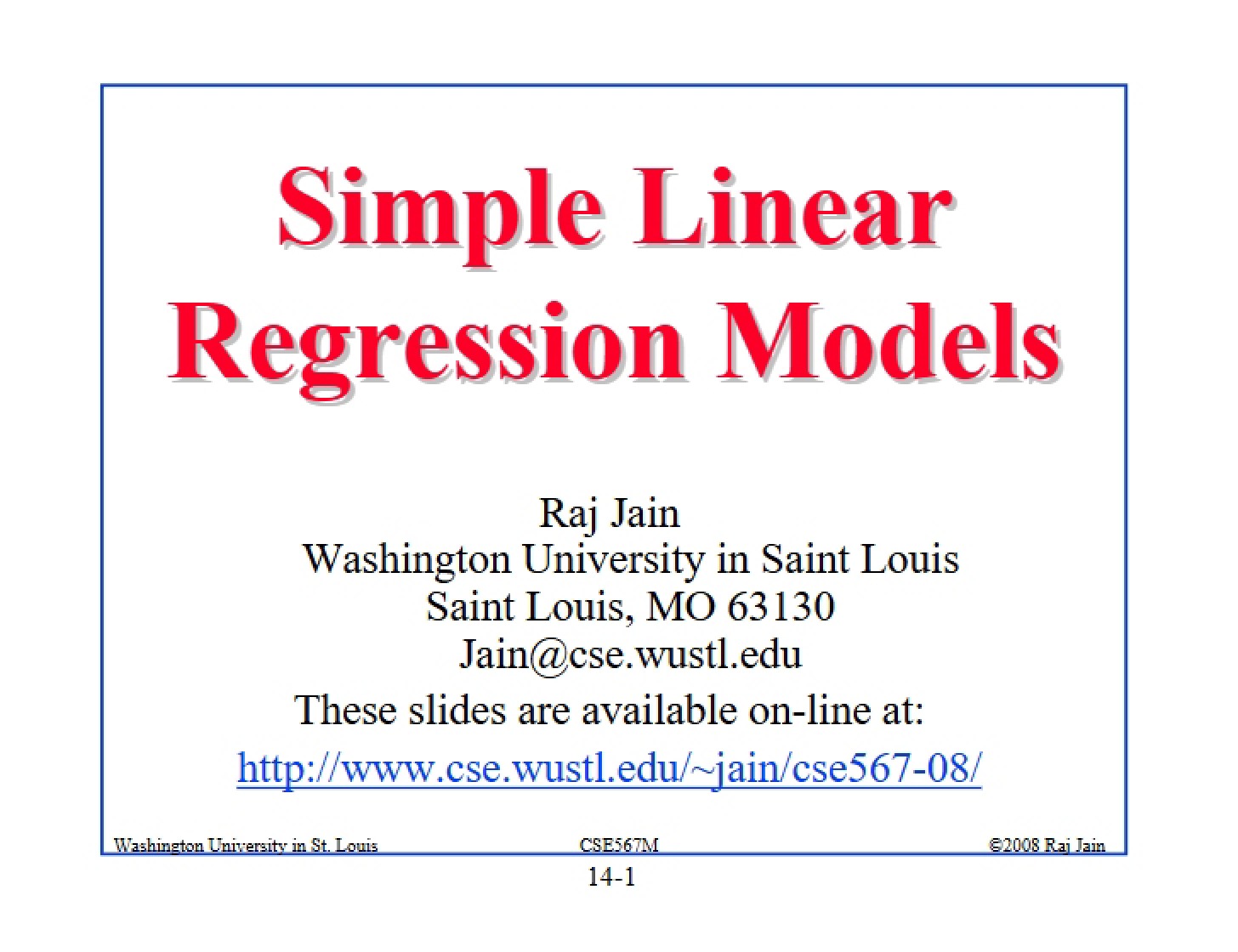 Models of Simple Linear Regression