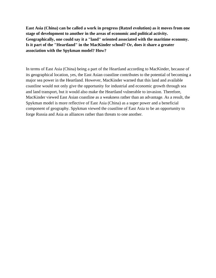 East Asia's Geopolitical Evolution - From the Heartland