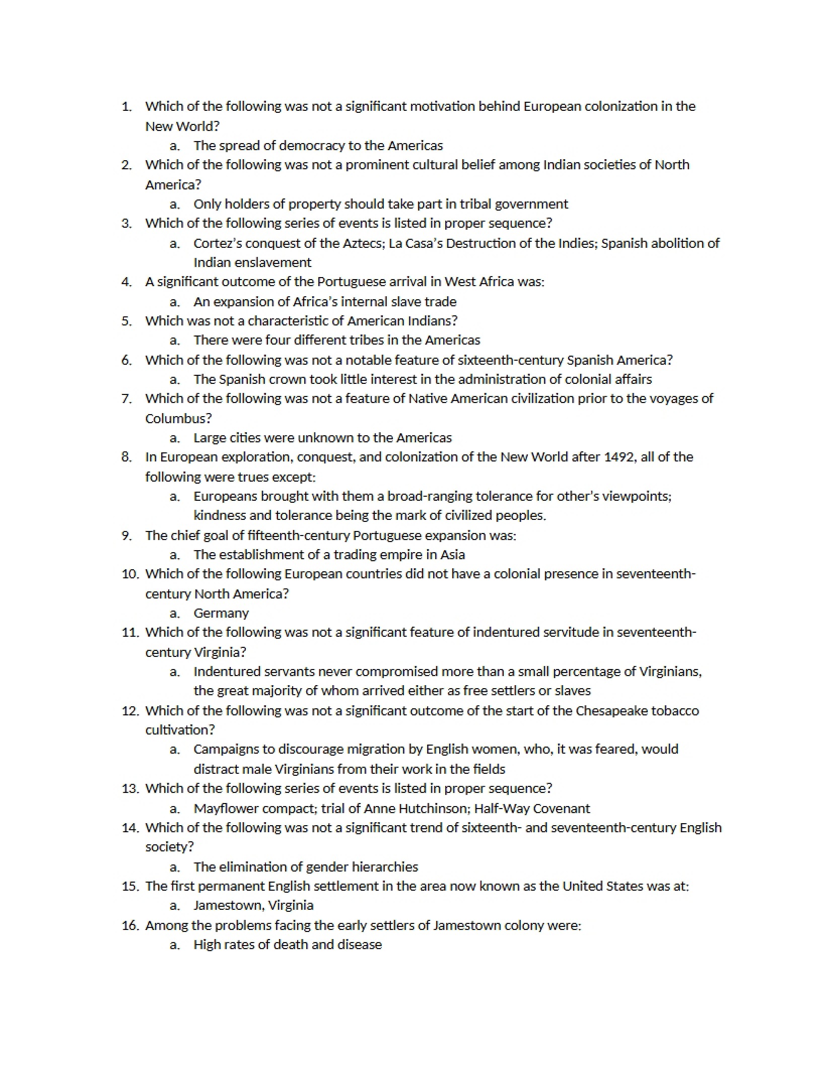 US History 201 Study Guide