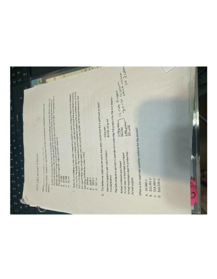 Exam 3 Review for ACTG 23028