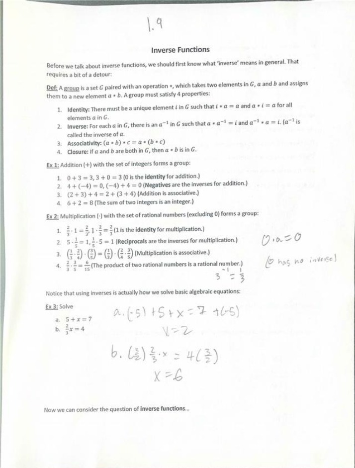 Notes on Inverse Functions