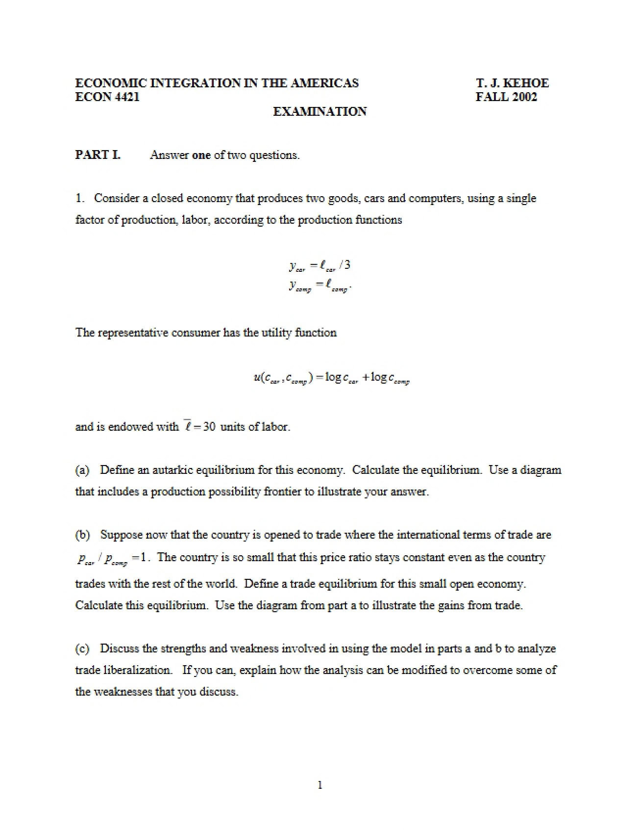 Economic Integration Exam
