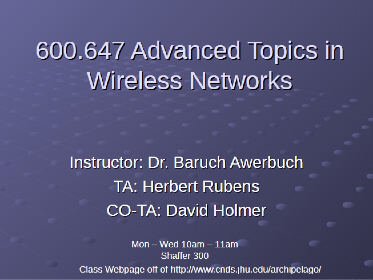 Lecture 1 Advanced Wireless Network Topics