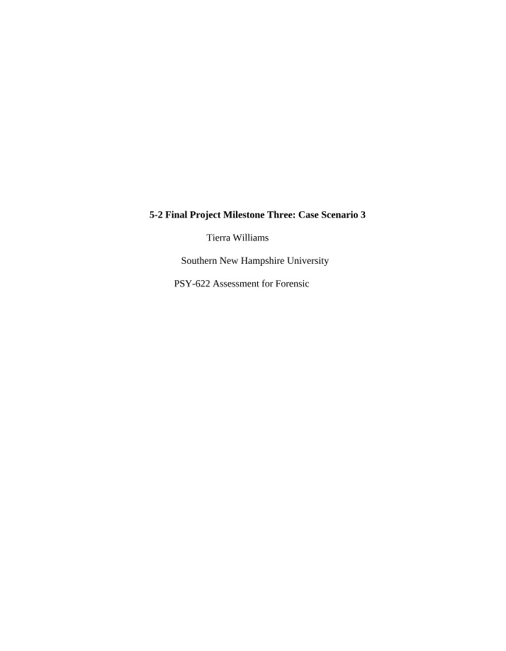 Substance Dependency Assessment Case Scenario
