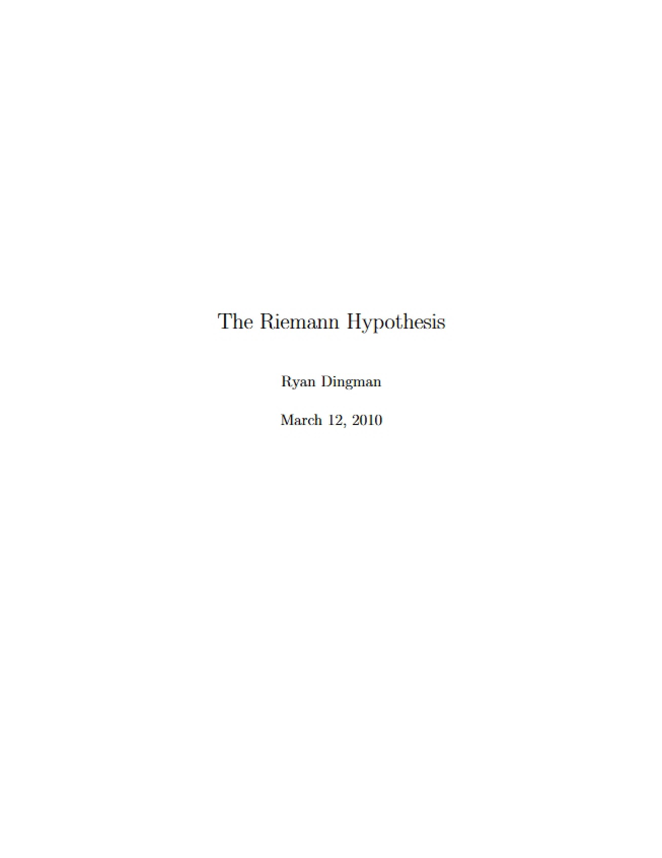 Hypothesis of Riemann